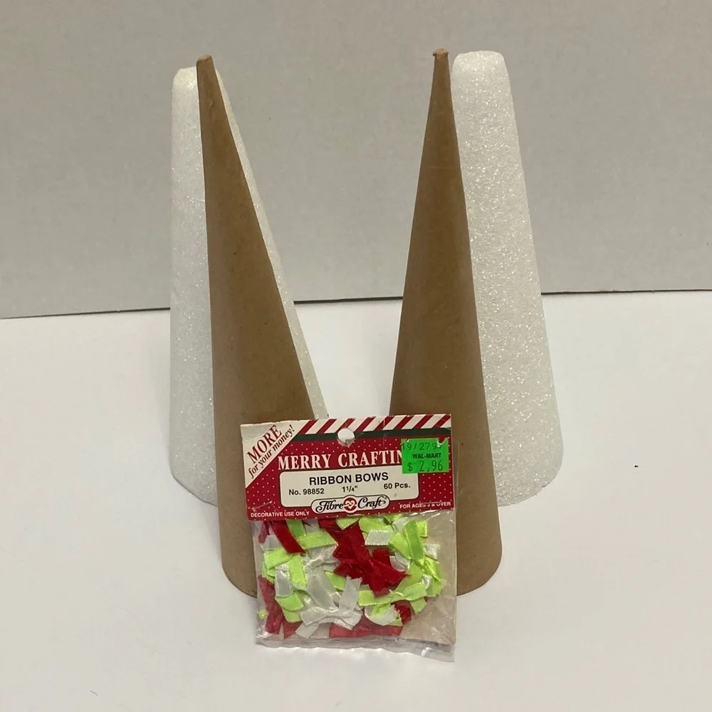 Craft cones for holiday season craft projects and pack of 60 1 1/4 “ bows